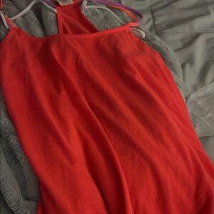 Vibrant Red Sleeveless Swim suit cover upTop